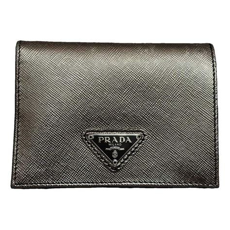 Diagramme leather wallet Prada Brown in Leather 